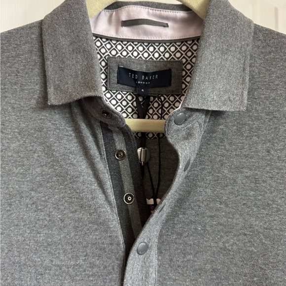 Ted Baker Longfiz Striped Ribstart Polo Charcoal - Picture 9 of 10